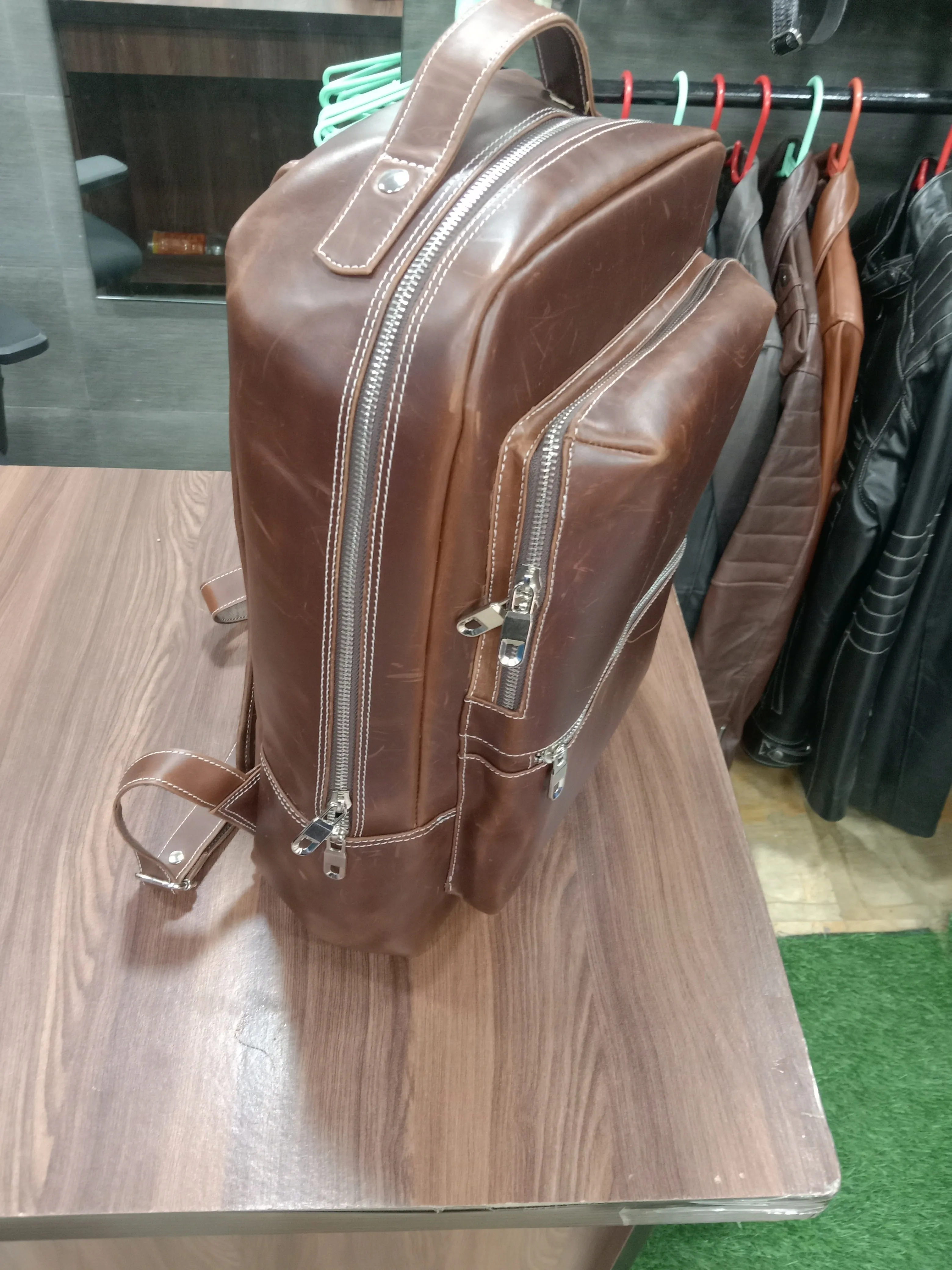 Mano Leather Backpack Bags Brown for Men and Women Laptop Compartment