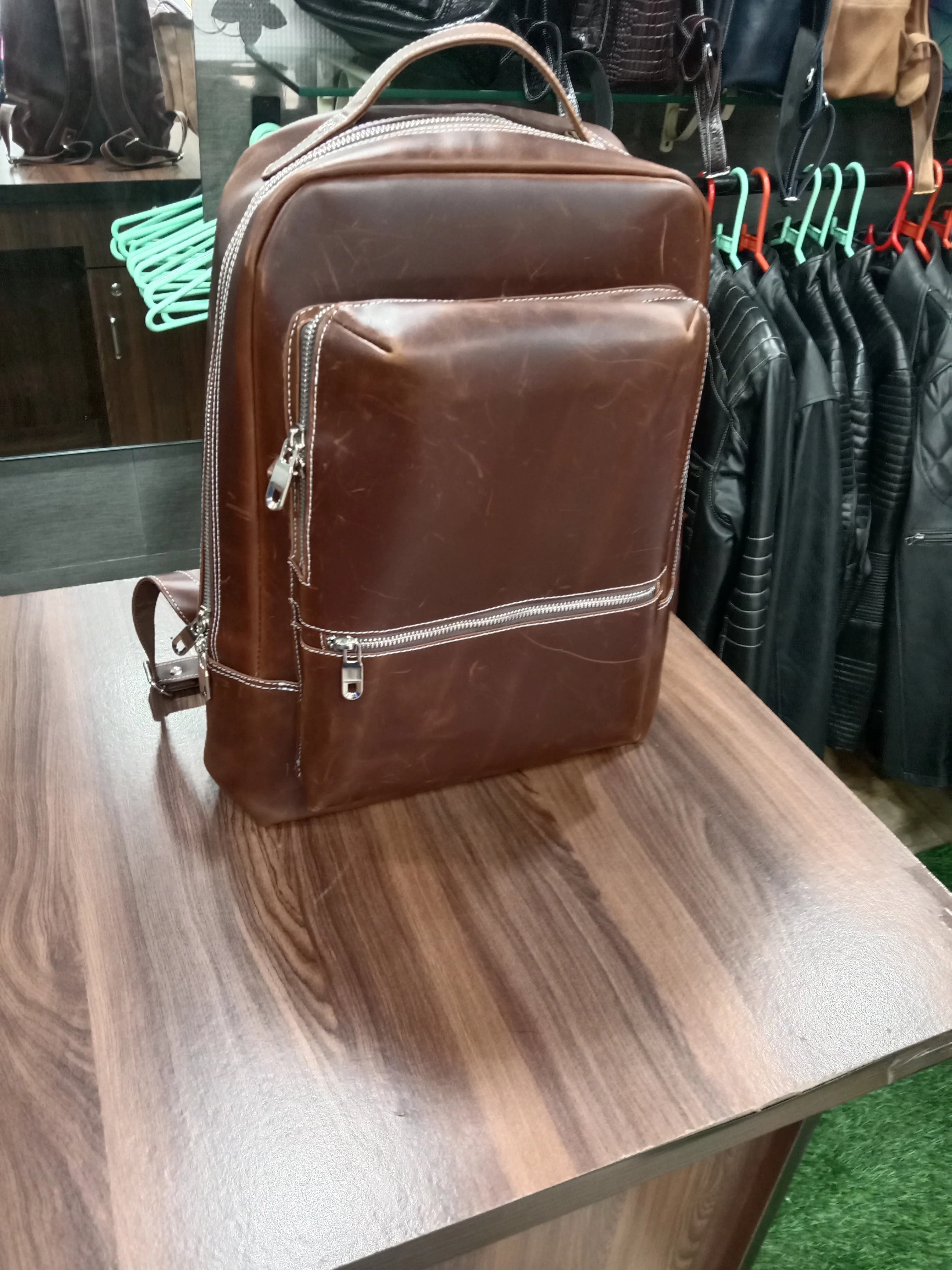Mano Leather Backpack Bags Brown for Men and Women Laptop Compartment