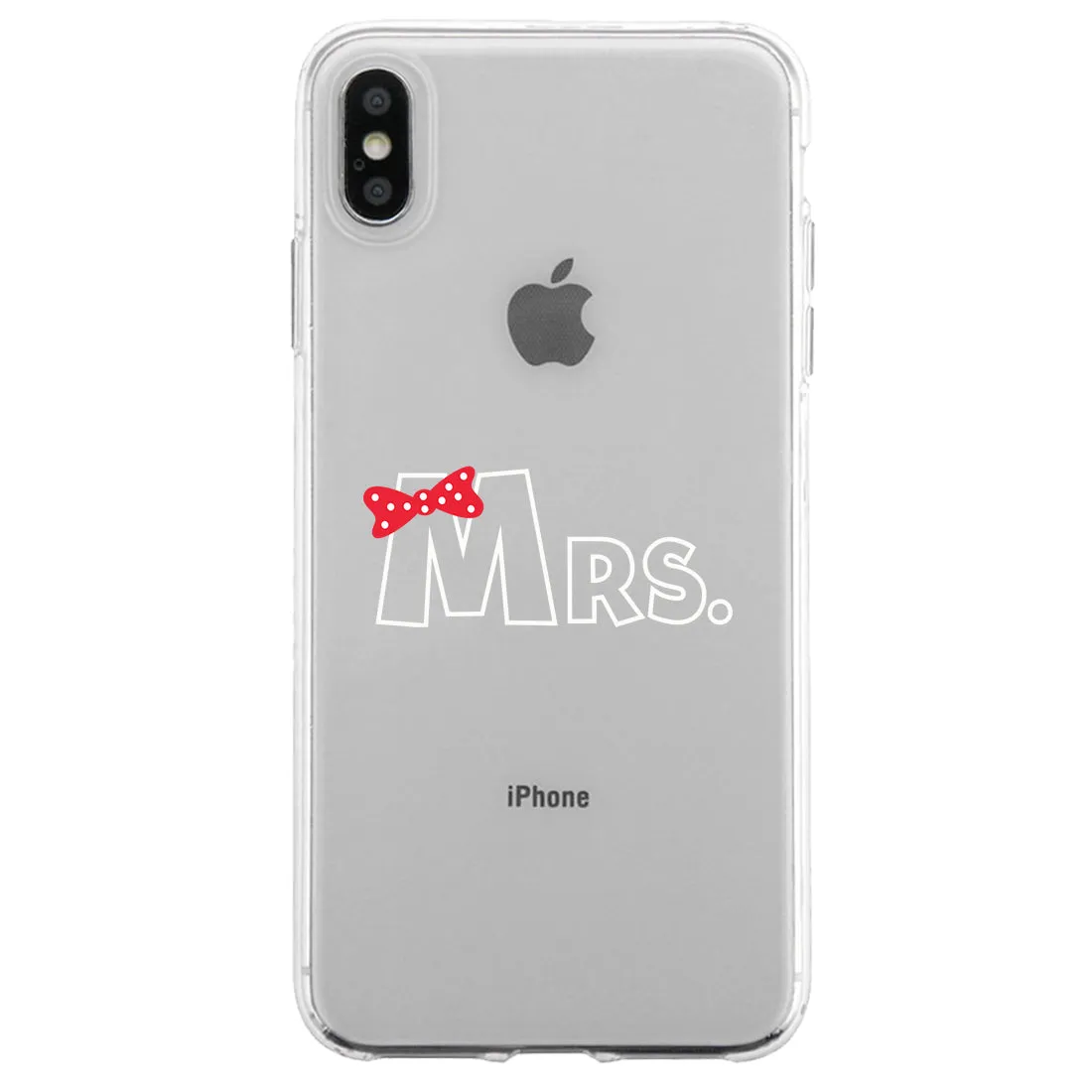 Mr. Mrs. Ribbon Couple Matching Phone Cases Elegant Chic Wedding