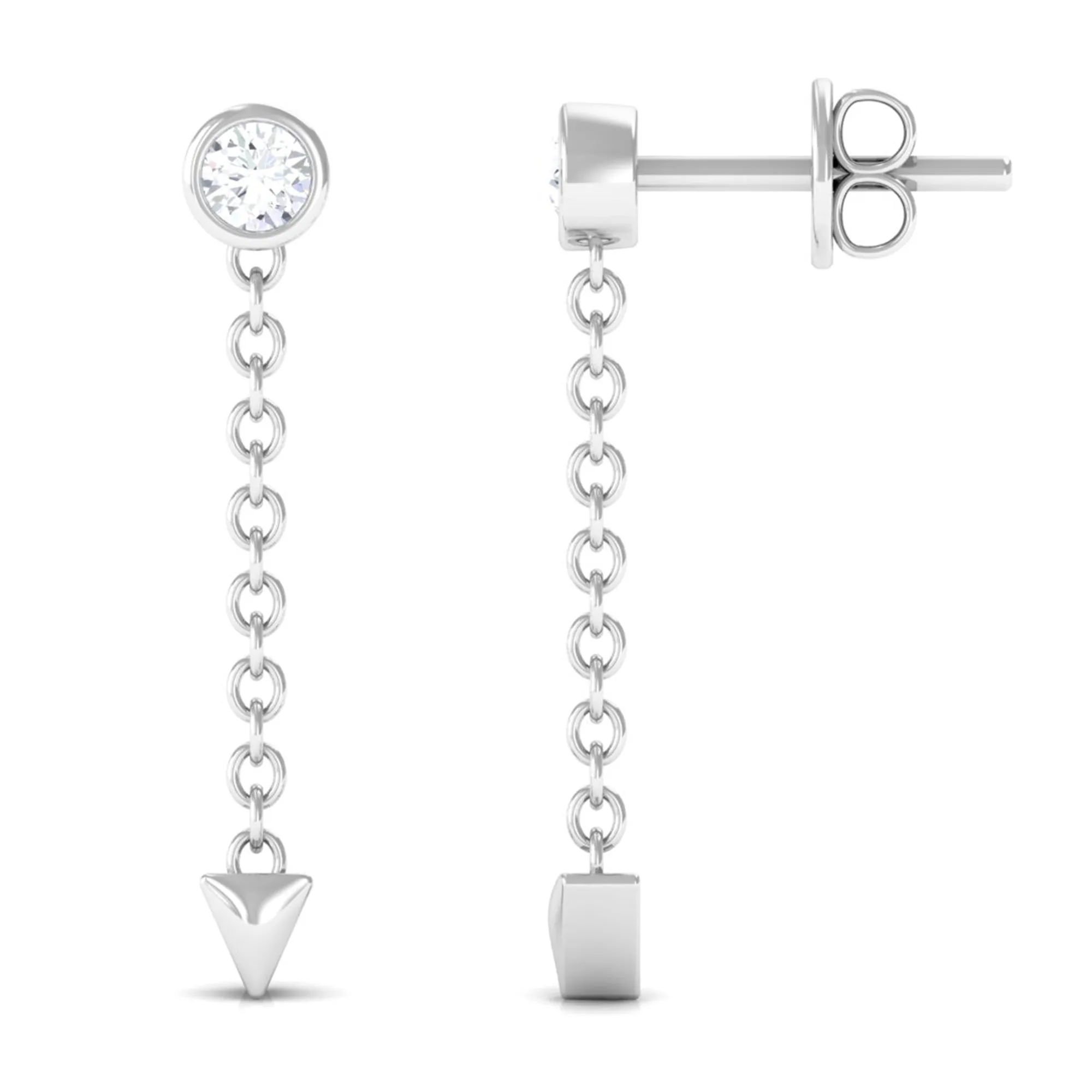 Natural Diamond Long Chain Dangle Earrings