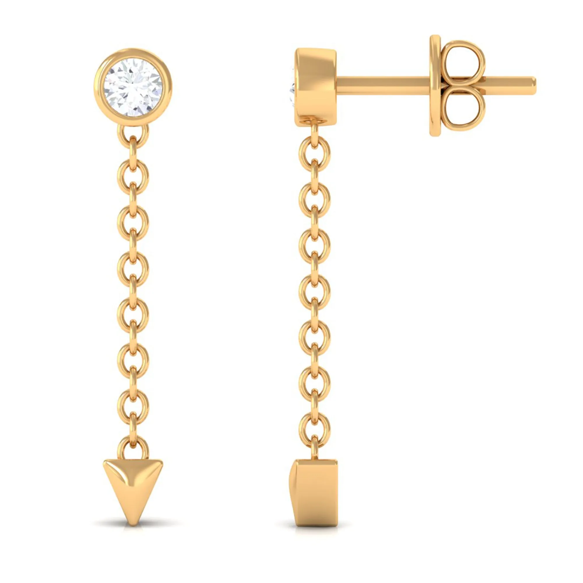 Natural Diamond Long Chain Dangle Earrings