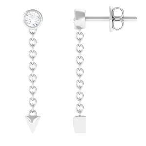 Natural Diamond Long Chain Dangle Earrings