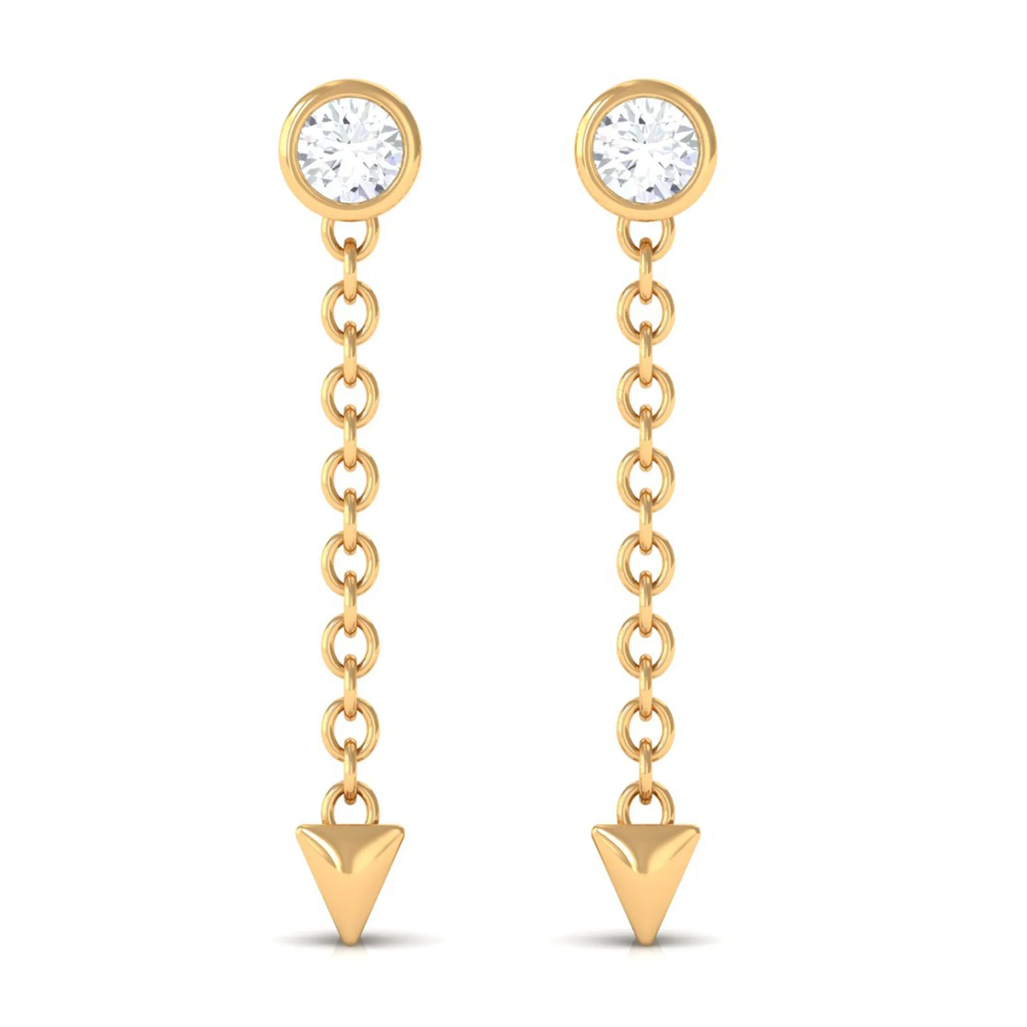 Natural Diamond Long Chain Dangle Earrings