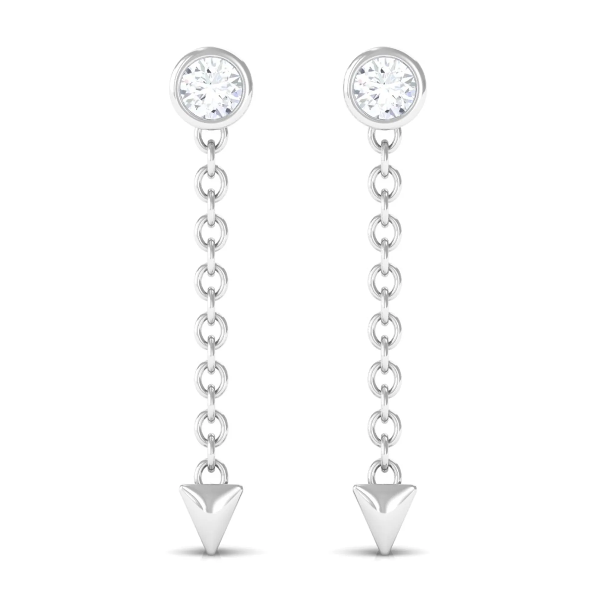 Natural Diamond Long Chain Dangle Earrings