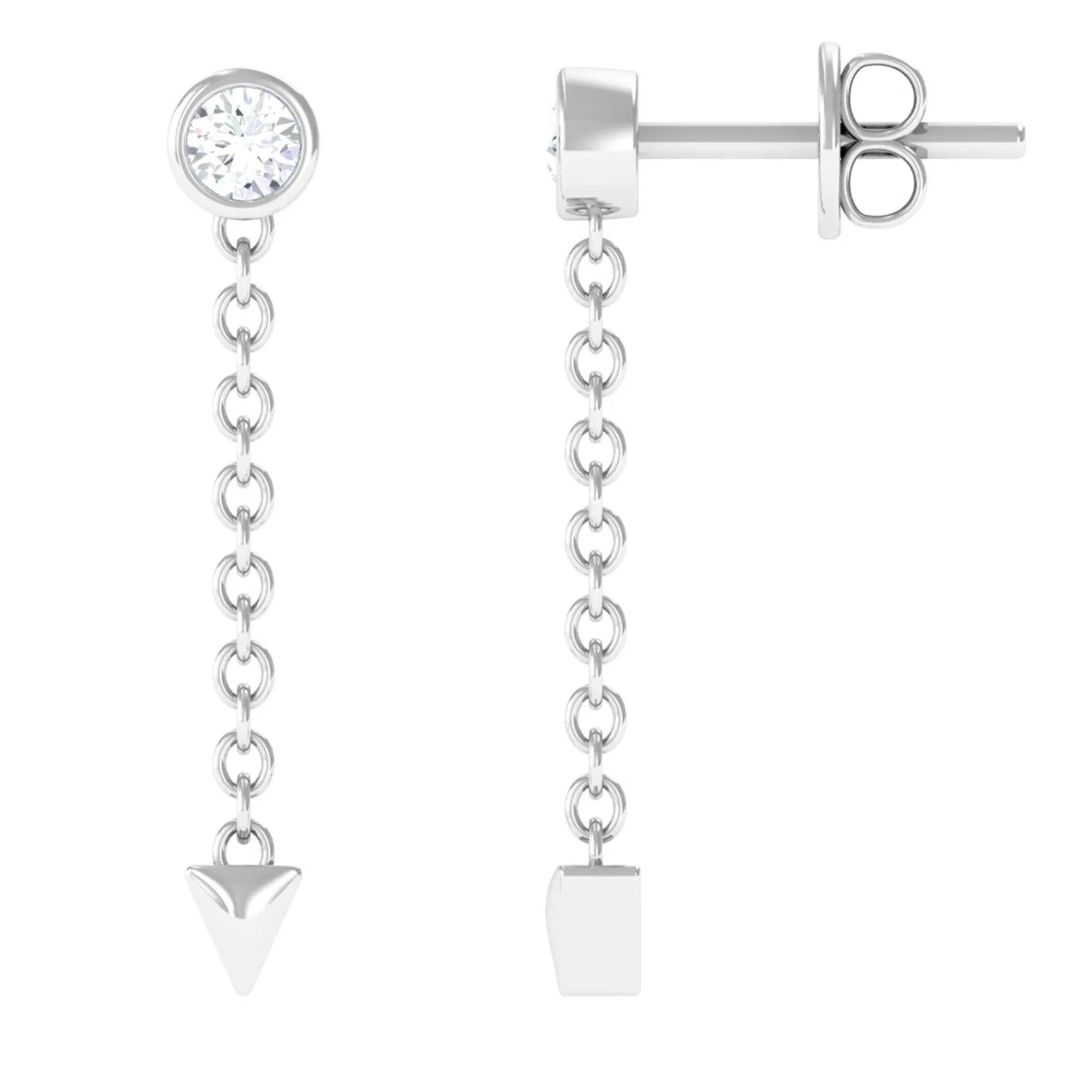 Natural Diamond Long Chain Dangle Earrings