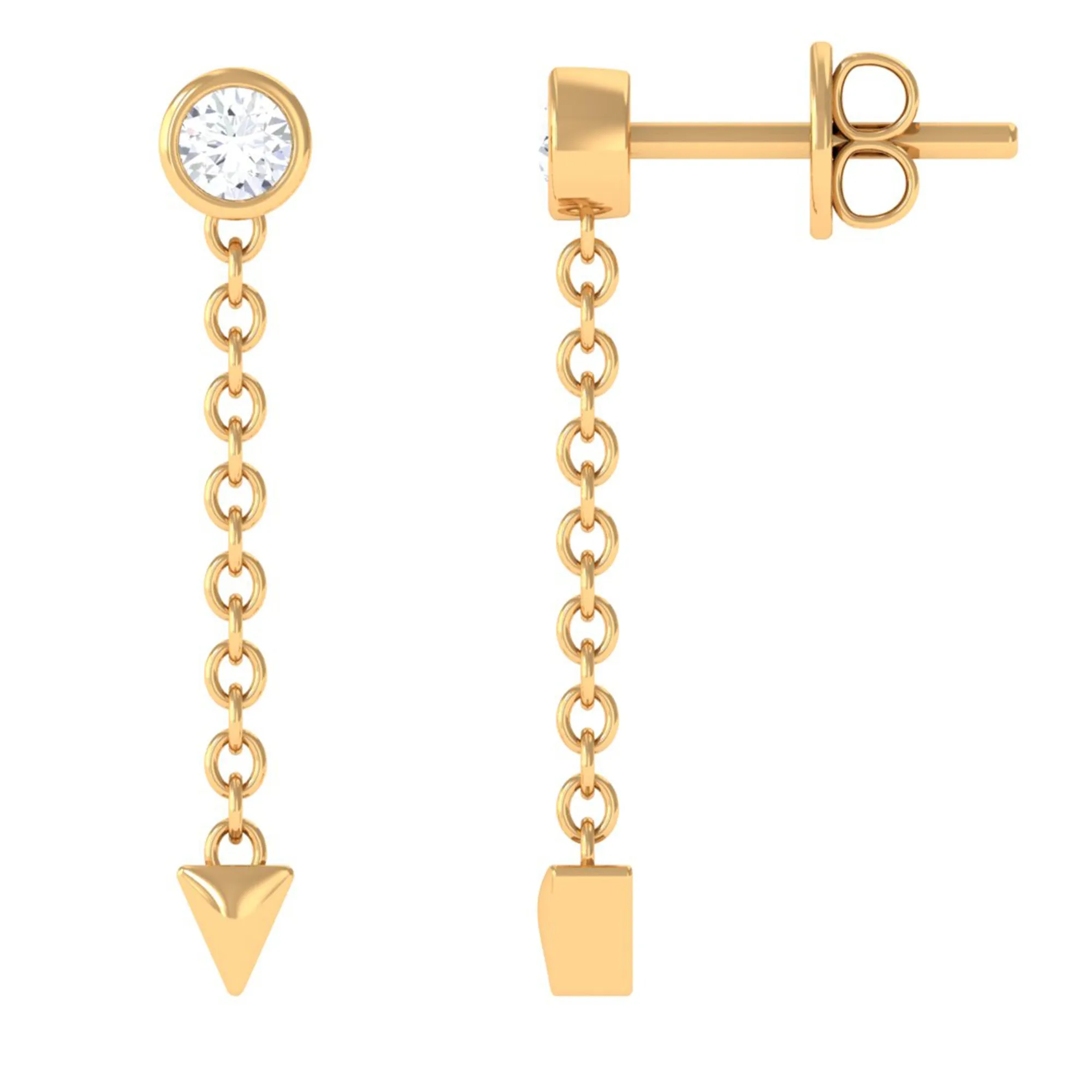 Natural Diamond Long Chain Dangle Earrings