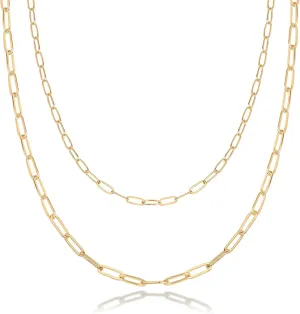 PAVOI 14K Gold Plated Dainty Layering Necklaces for Women | Snake Chain, Curb Link, Paperclip Layered Chains | Trendy Layering Necklace