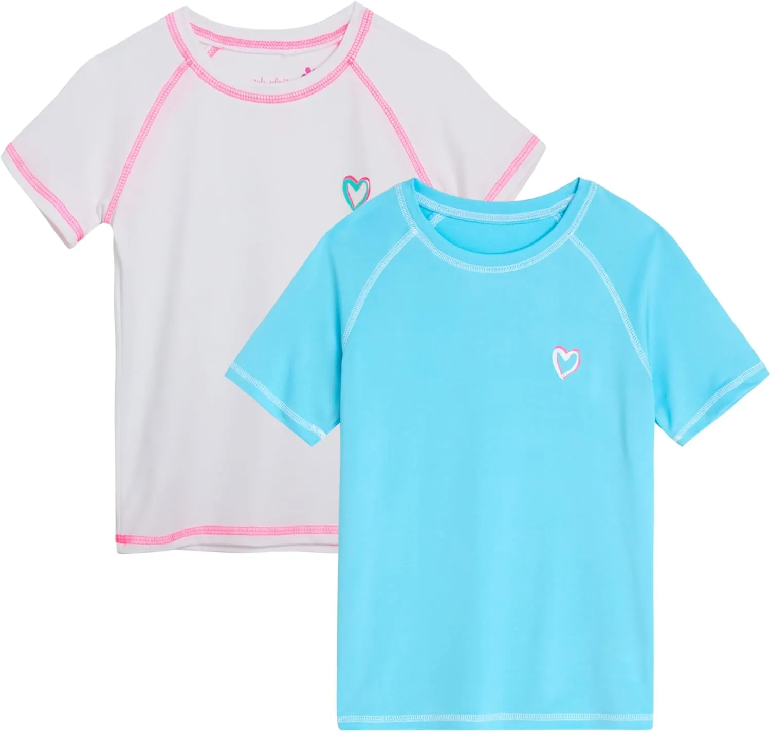 Pink Platinum Girls Rash Guard Shirt - 2 Pack UPF 50  Quick Dry Short Sleeve Swim Shirt Rash Guard for Girls (Sizes: 4-16)