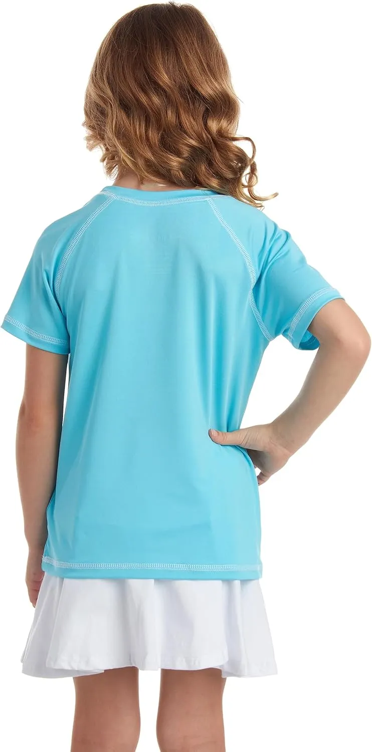 Pink Platinum Girls Rash Guard Shirt - 2 Pack UPF 50  Quick Dry Short Sleeve Swim Shirt Rash Guard for Girls (Sizes: 4-16)