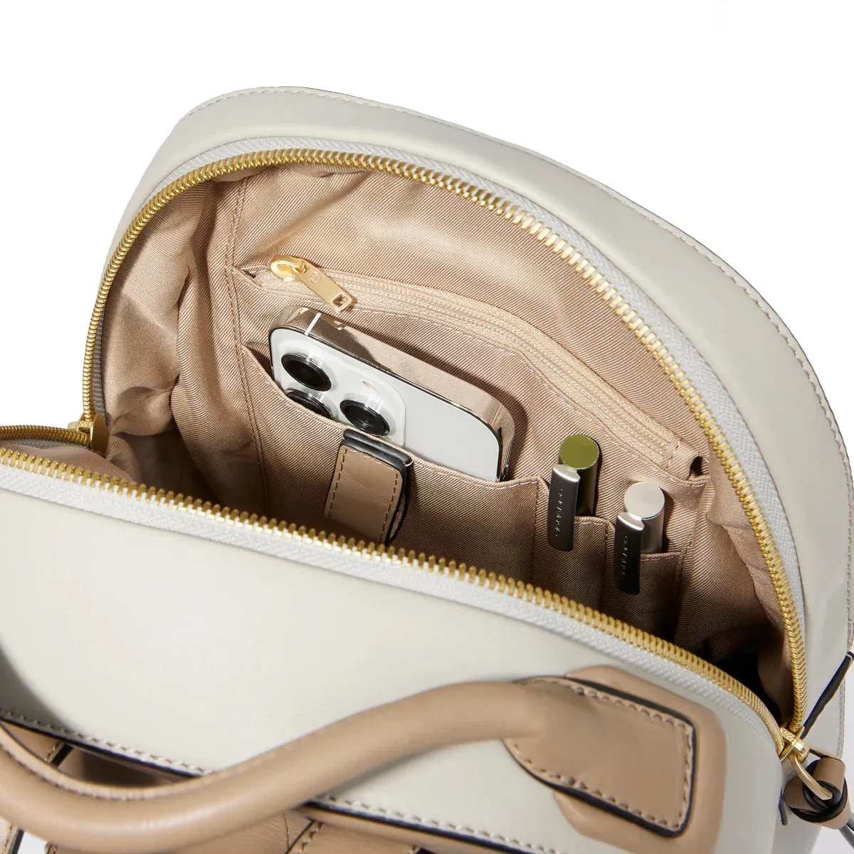 Piquadro - Beige Leather Backpack - CA6454W134 - BEIGE