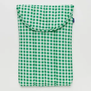 Puffy Laptop Sleeve 16" in Green Gingham by Baggu