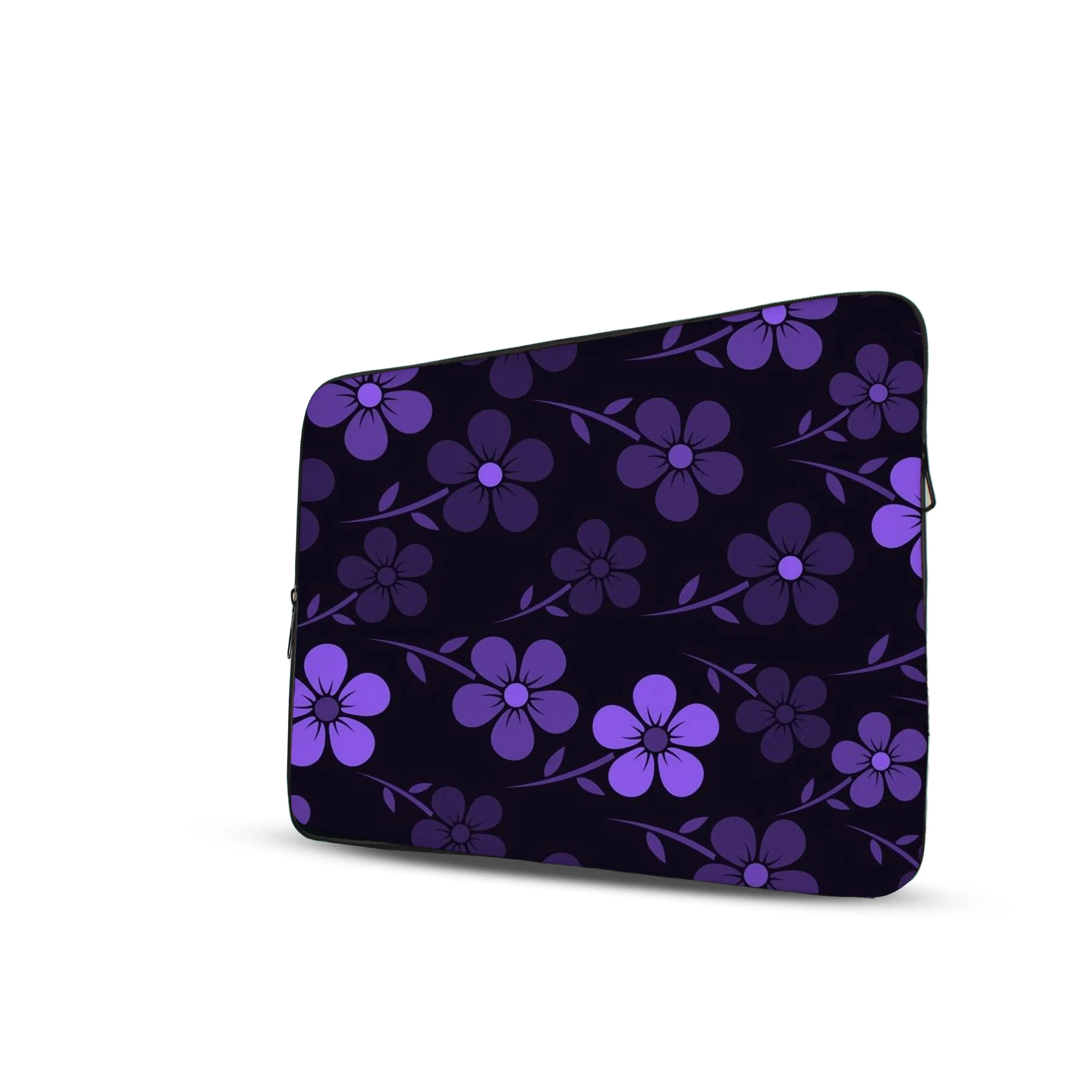 Purple Floral Double Side printed Laptop Sleeve with Vibrant Digital Prints – Protect Your Laptop in Style