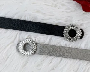 Round Baguette Buckle Belt