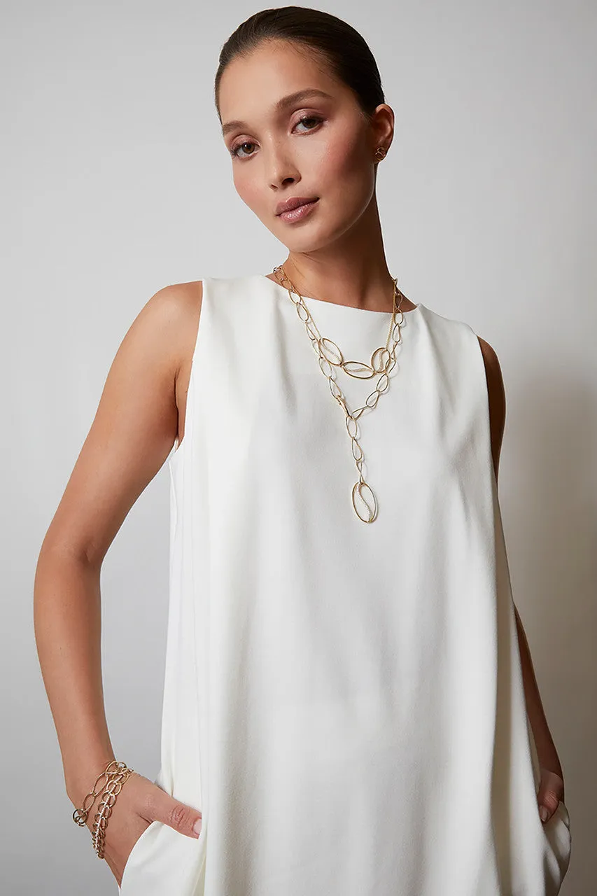Shangri-La Elliptical  Yin-Yang 14K Gold and Diamond Y Necklace