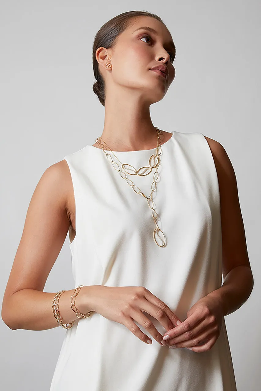 Shangri-La Elliptical  Yin-Yang 14K Gold and Diamond Y Necklace