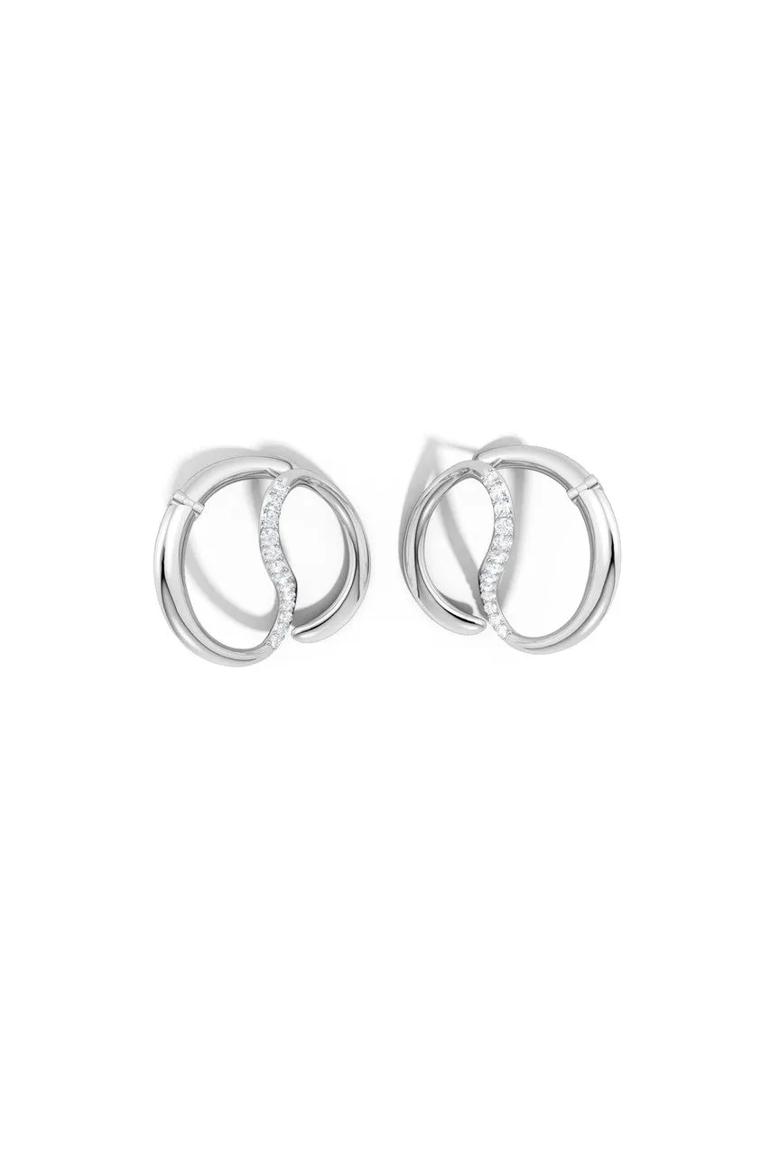Shangri-La Yin-Yang 14K Gold and Diamond Large Button Stud Earrings