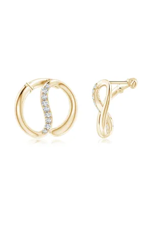 Shangri-La Yin-Yang 14K Gold and Diamond Medium Button Stud Earrings