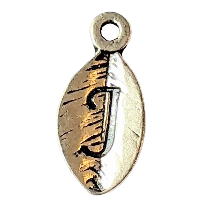 Silver Leaf Initial Charm - Letter J