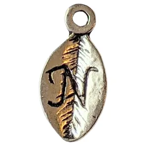 Silver Leaf Initial Charm - Letter N