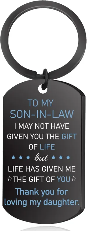 Son in Law Gifts from Mother in law, Future Sons in Law Gift for Fathers Day, Cool Son-in-Law Gifts for Birthday, Sentimental Fathers Day Keychain, Unique Adults Men Stocking Stuffers