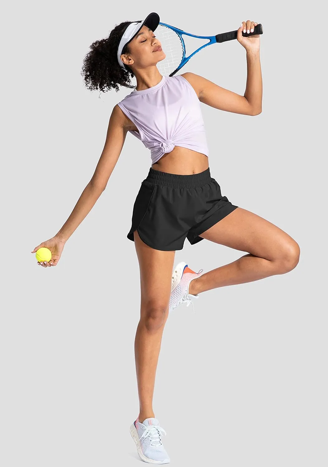 Soothfeel Womens Running Shorts with Zipper Pockets High Waisted Athletic Gym Workout Shorts for Women with Liner