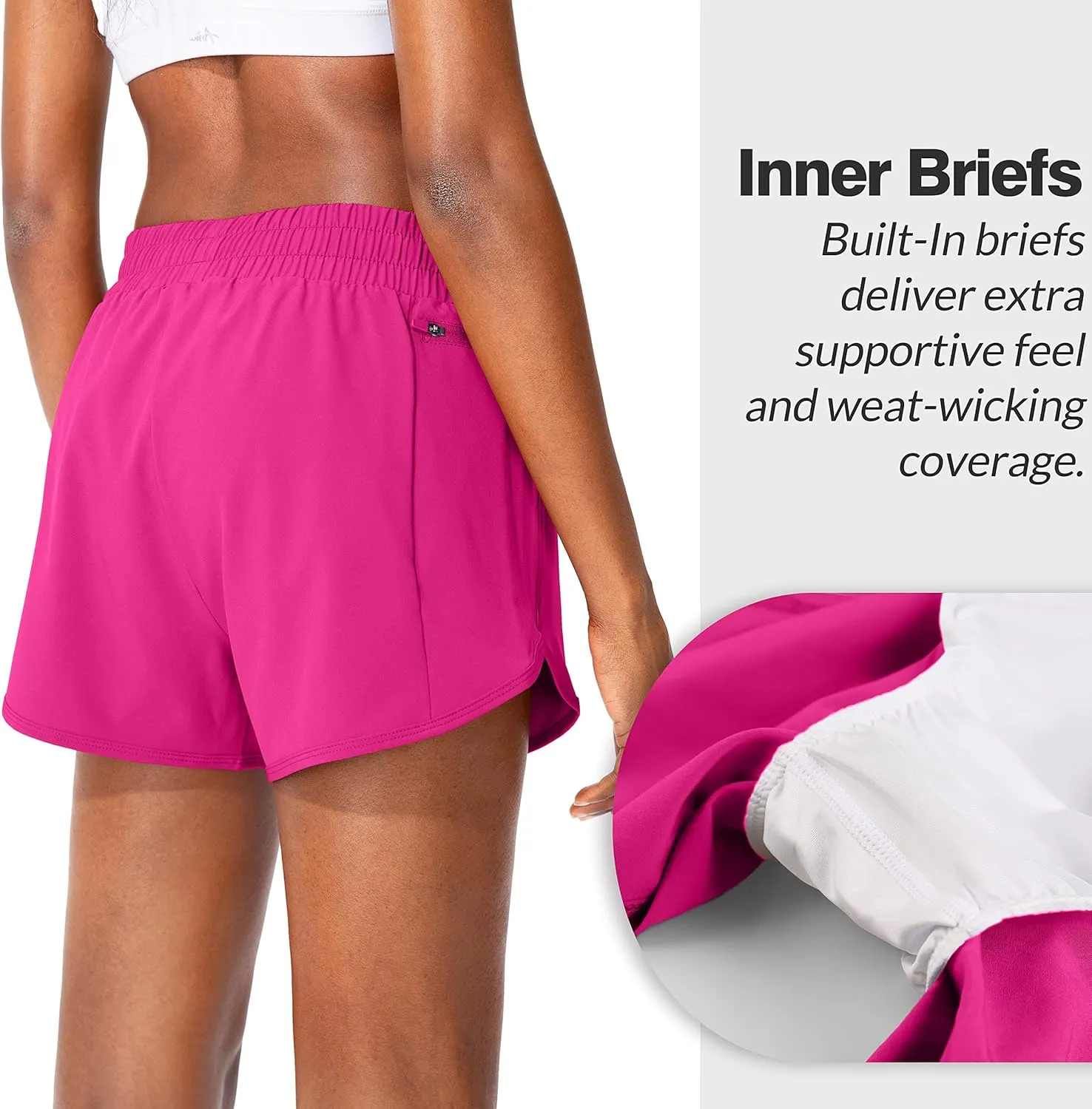 Soothfeel Womens Running Shorts with Zipper Pockets High Waisted Athletic Gym Workout Shorts for Women with Liner