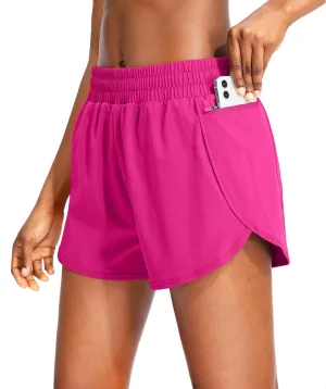 Soothfeel Womens Running Shorts with Zipper Pockets High Waisted Athletic Gym Workout Shorts for Women with Liner