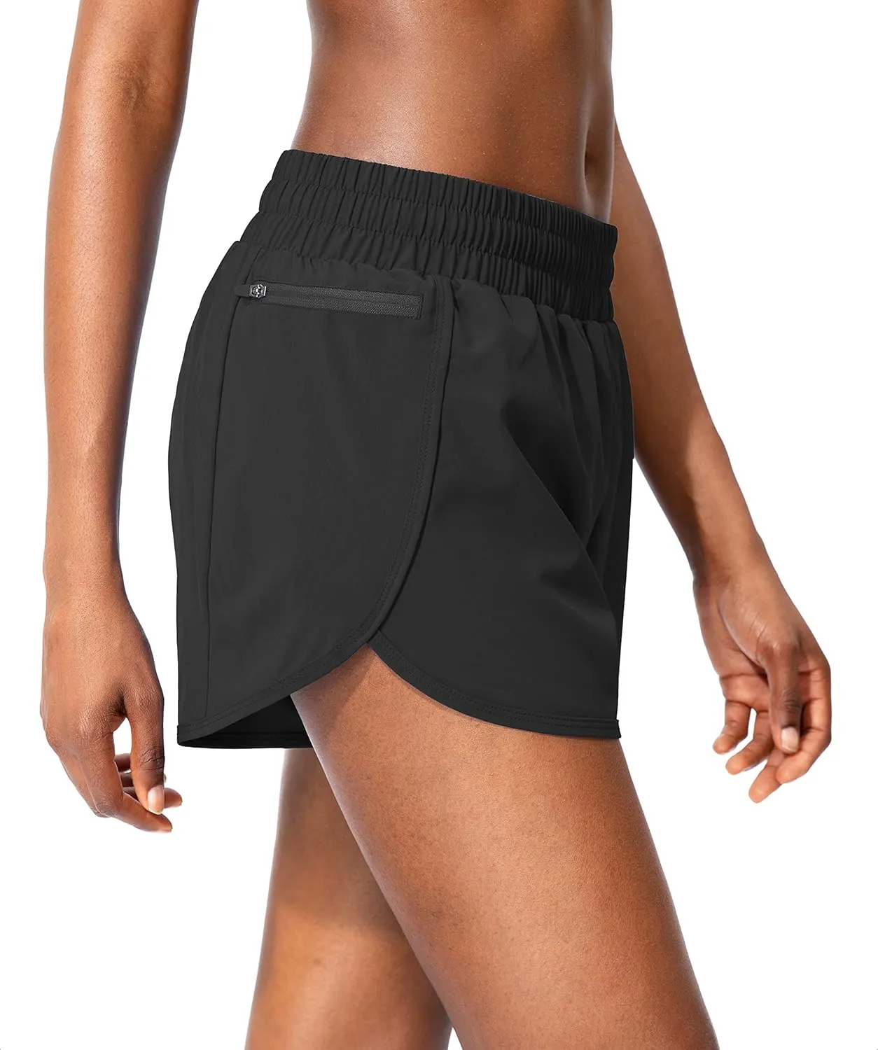 Soothfeel Womens Running Shorts with Zipper Pockets High Waisted Athletic Gym Workout Shorts for Women with Liner
