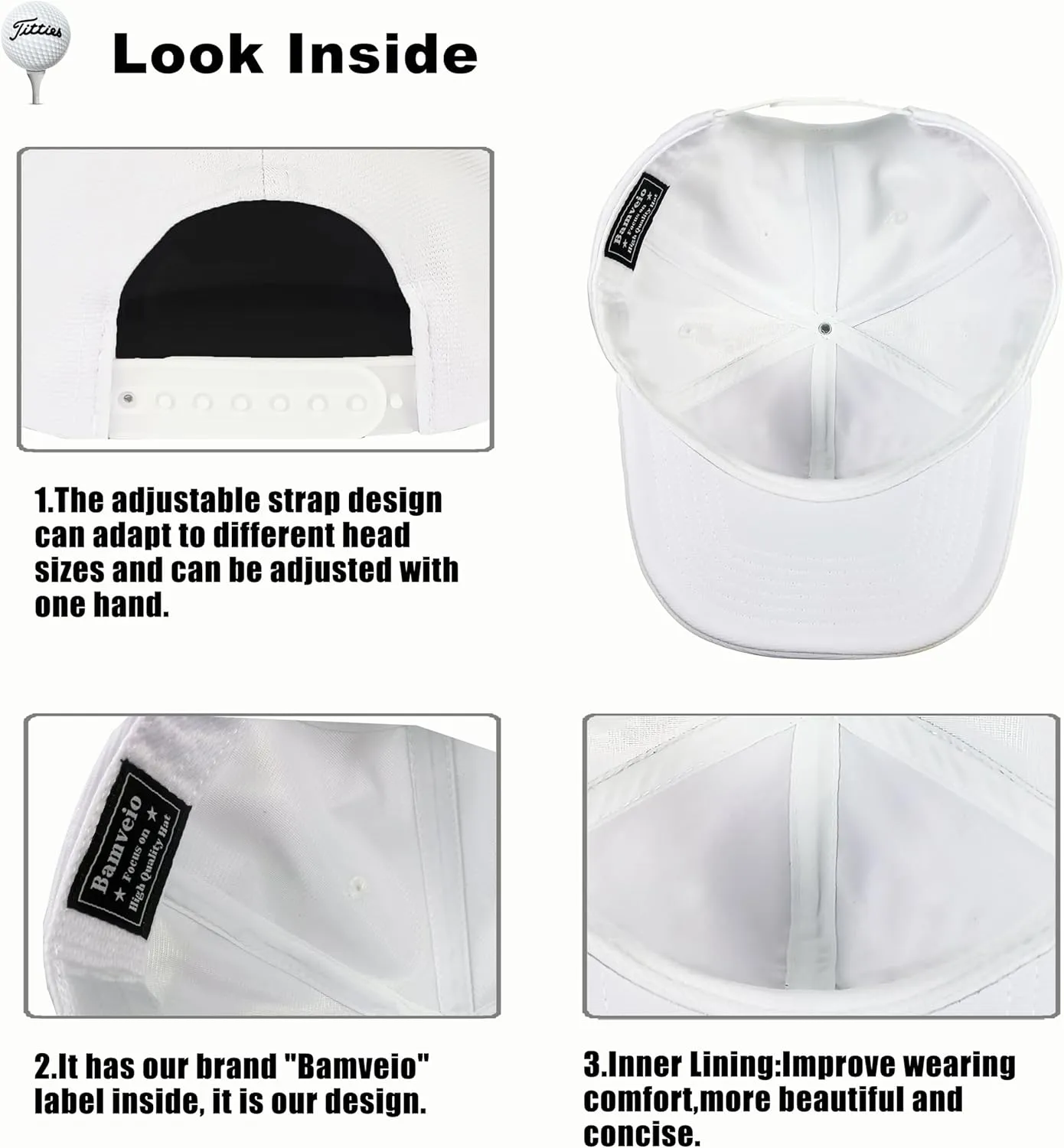 Tittiess Golf Hats Flat Bill for Men Women,Funny Titties Golf Gifts Baseball Cap for Adults Humor
