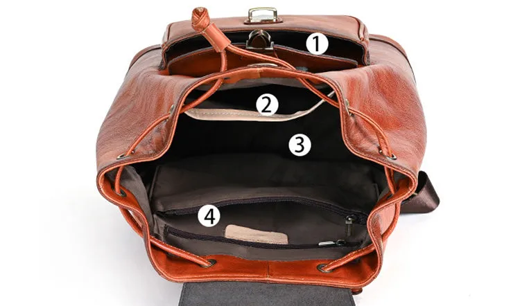 Vintage Leather Women's Backpack Purses Leather Rucksack Bag
