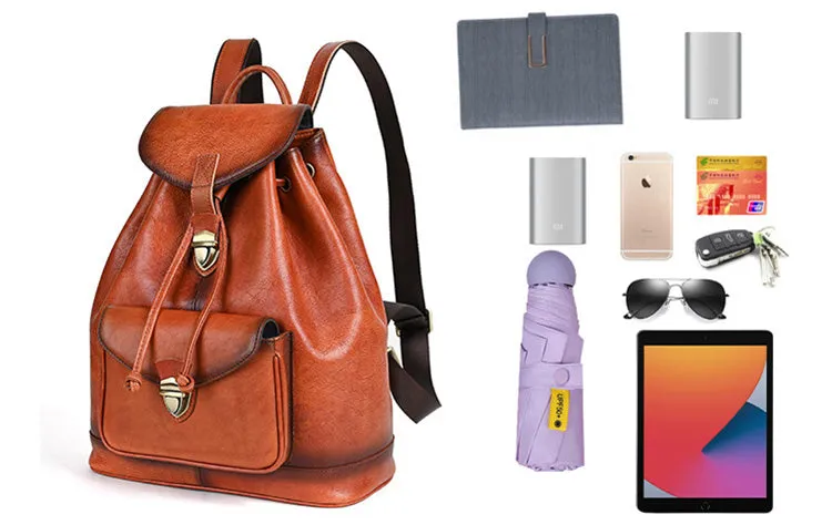 Vintage Leather Women's Backpack Purses Leather Rucksack Bag