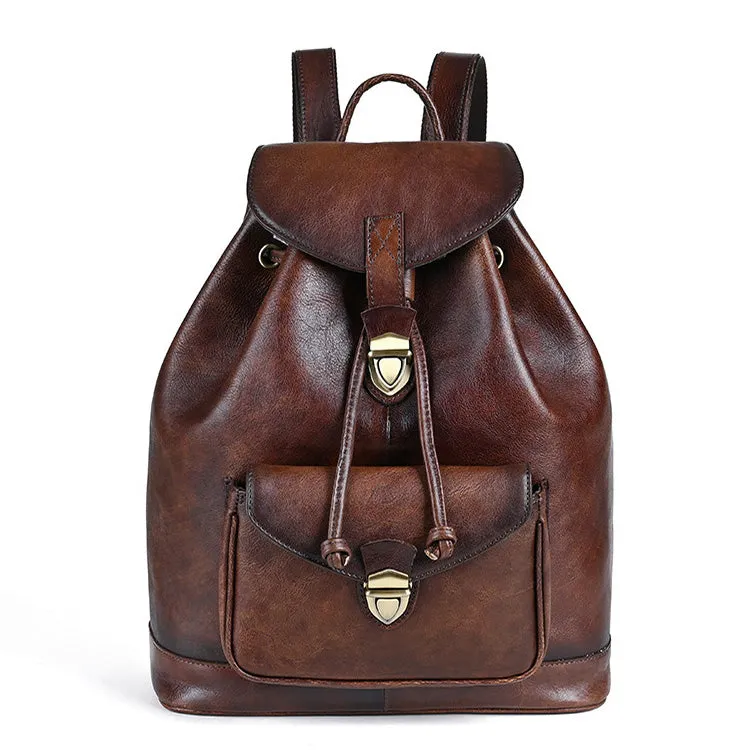 Vintage Leather Women's Backpack Purses Leather Rucksack Bag