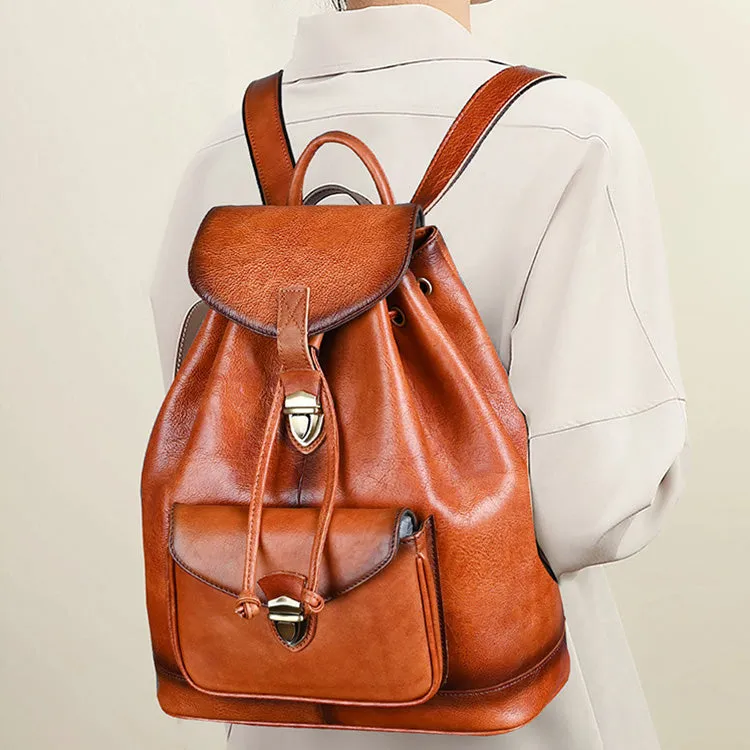 Vintage Leather Women's Backpack Purses Leather Rucksack Bag