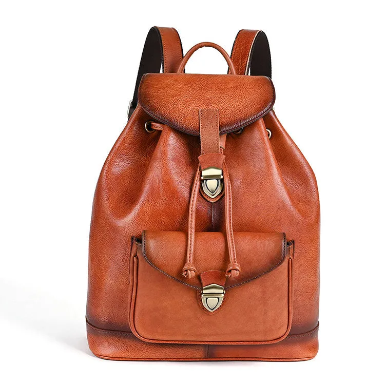 Vintage Leather Women's Backpack Purses Leather Rucksack Bag