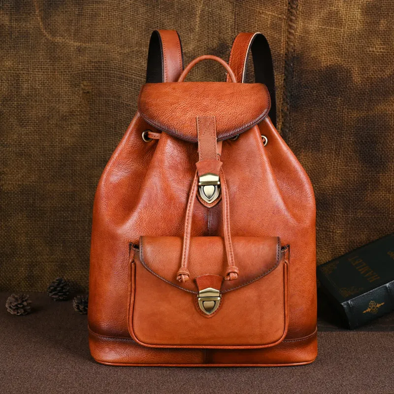 Vintage Leather Women's Backpack Purses Leather Rucksack Bag