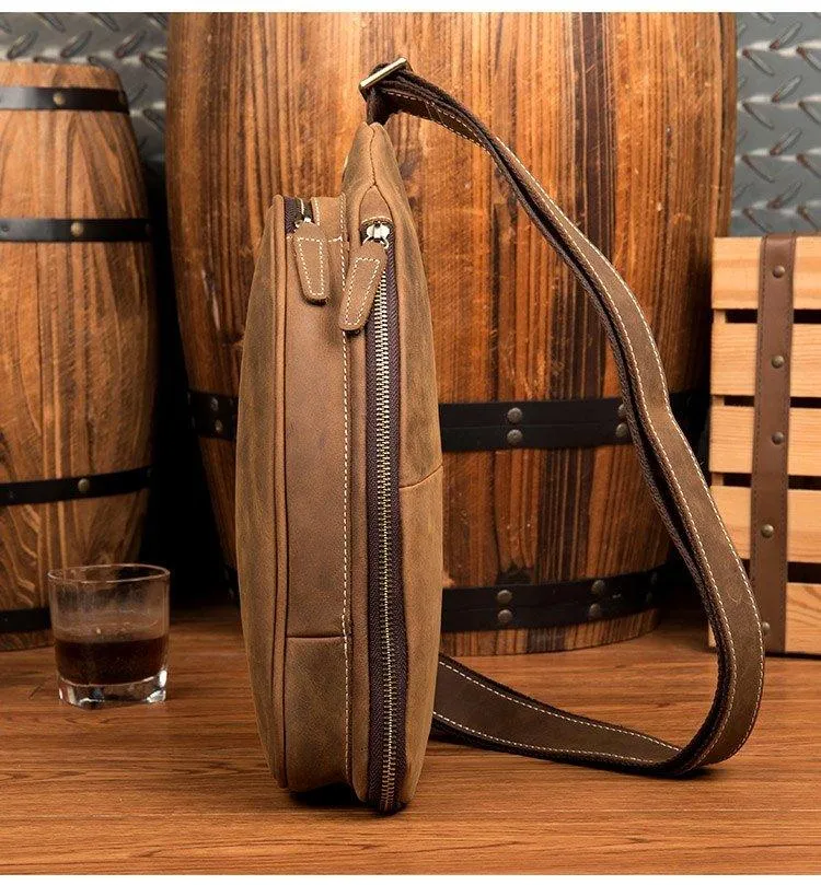 Vintage Mens Sling Leather Backpacks