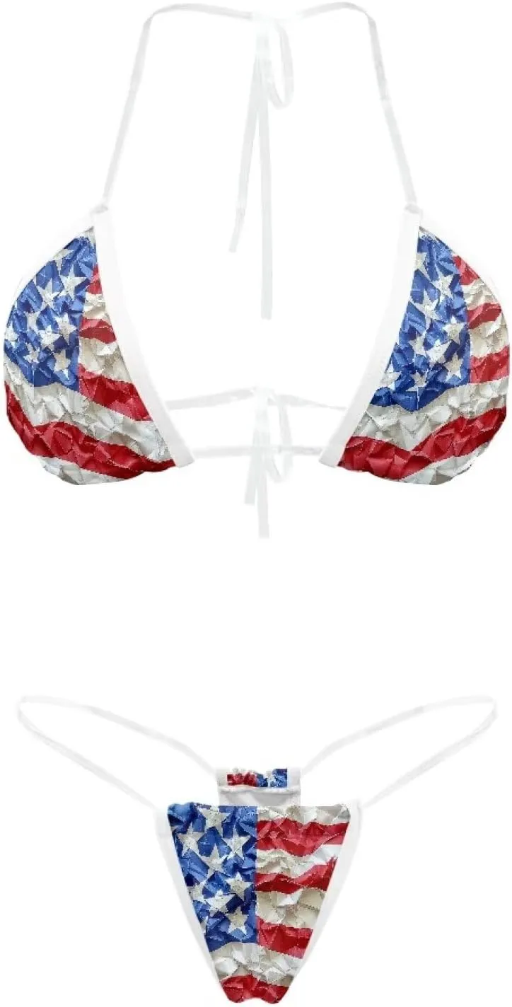 Women's Triangle Bikini String Swimsuit Clear Straps Bathing Suit Micro Bikini Thongs Mini Cheeky Swimwear
