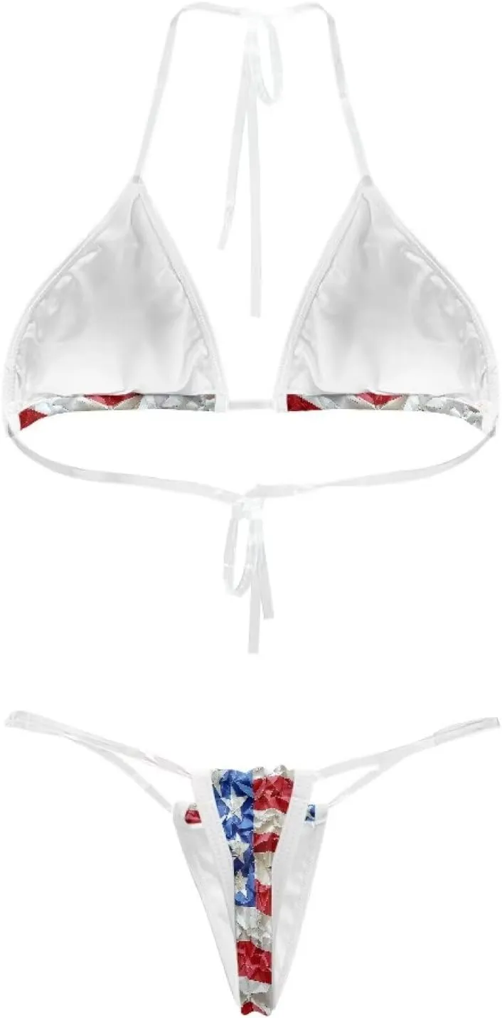 Women's Triangle Bikini String Swimsuit Clear Straps Bathing Suit Micro Bikini Thongs Mini Cheeky Swimwear