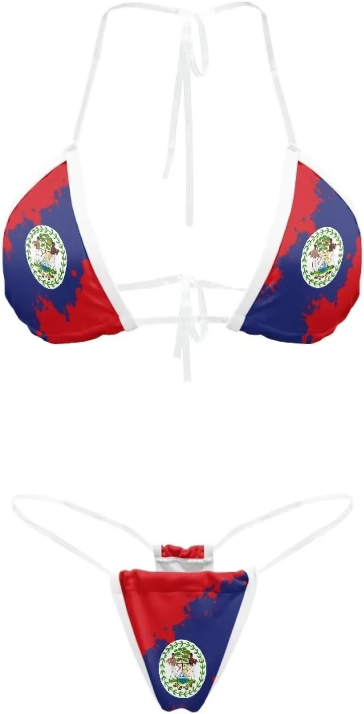 Women's Triangle Bikini String Swimsuit Clear Straps Bathing Suit Micro Bikini Thongs Mini Cheeky Swimwear