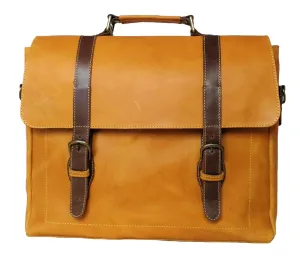 Zeri Messenger Laptop Bag for Men, Pull-Up Ethiopian Leather
