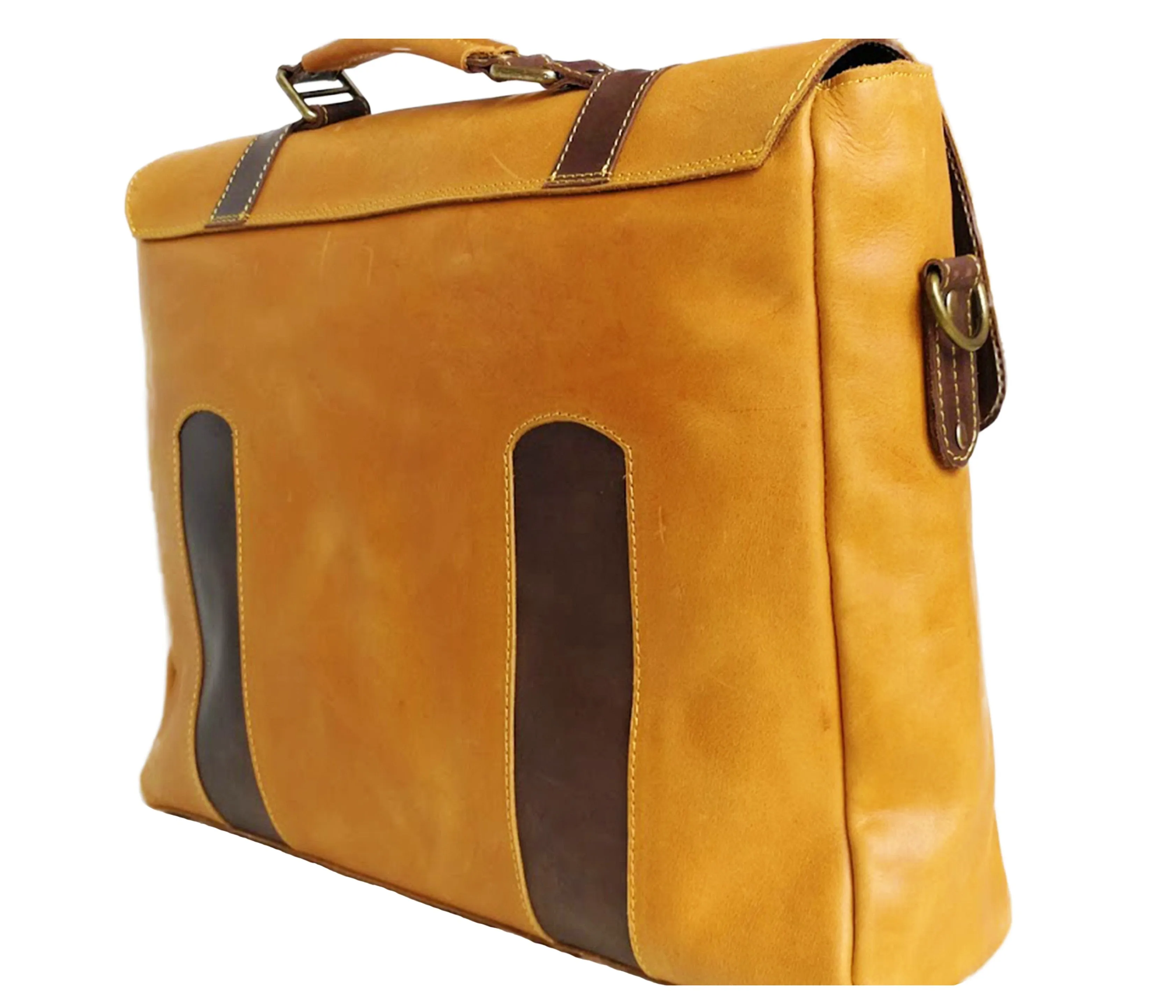 Zeri Messenger Laptop Bag for Men, Pull-Up Ethiopian Leather